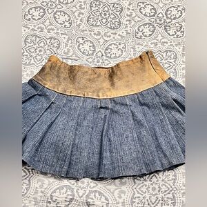Ciello Couture Vintage Y2K Leather Denim Pleated Mini Skirt sz 2